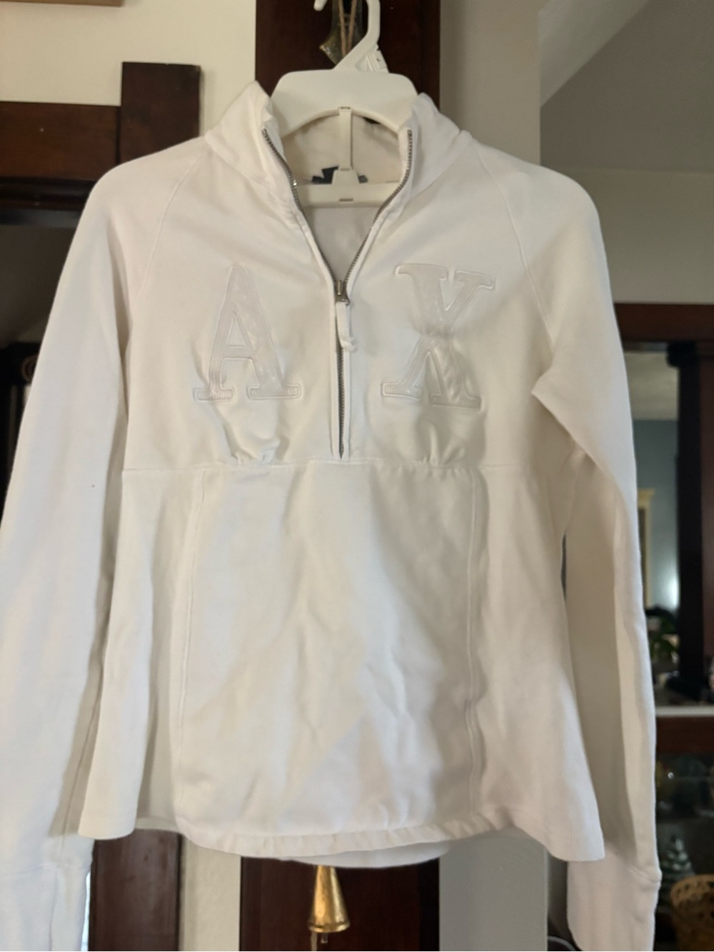 Armani Exchange White Zip Hoodie with Black Label